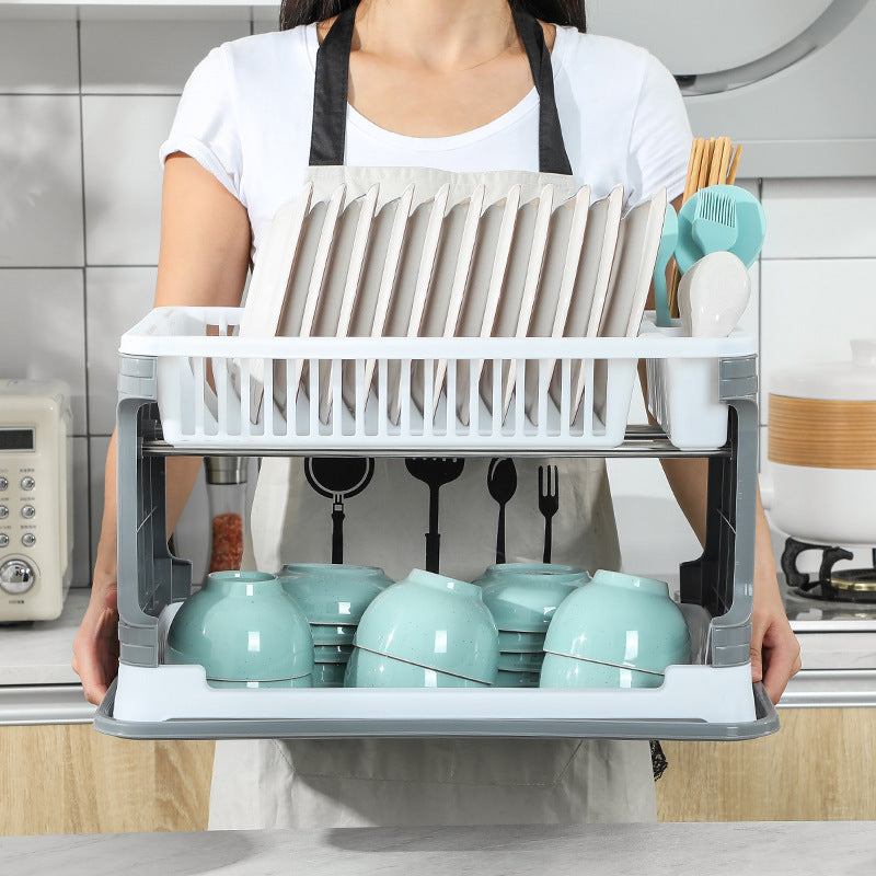 Double Layer Drainage Kitchen Storage Rack