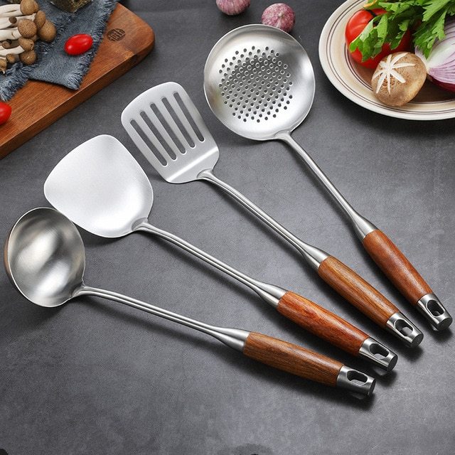 Stainless steel wooden spoon kitchen utensils