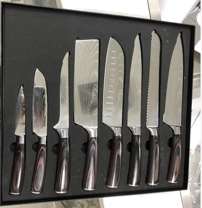 8 Damascus Pattern Chef's Knives