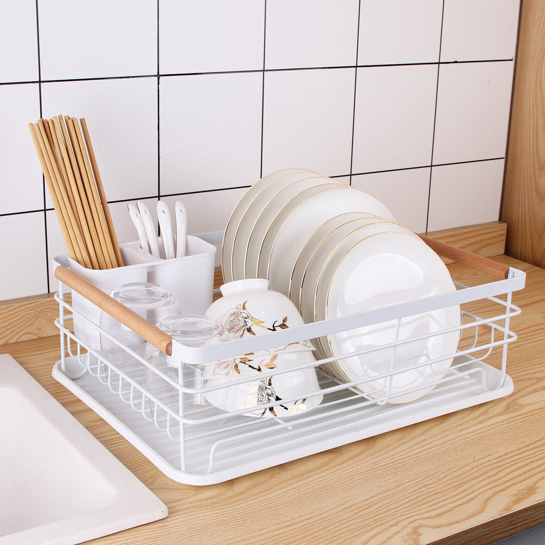 Kitchen Household Countertop Dish Storage Rack